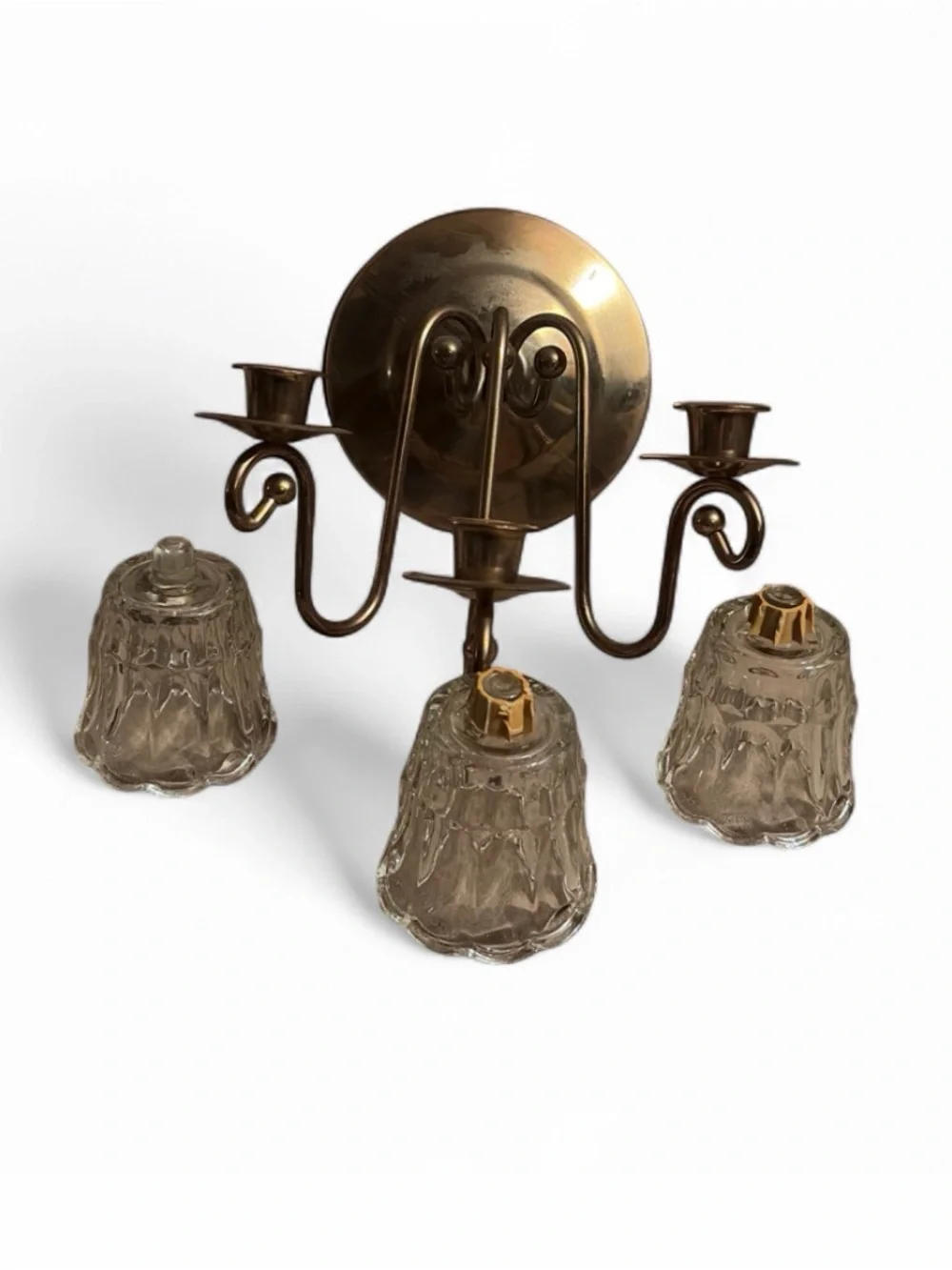 Brass Finish Glass Shade Wall Sconce - Amber Glass